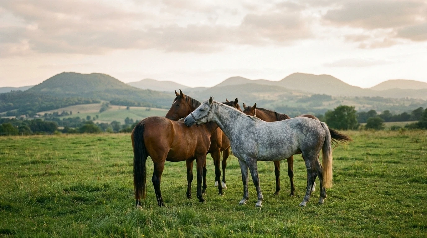 Les chevaux du Écurie De La Condamine en liberté, Puy-de-Dôme